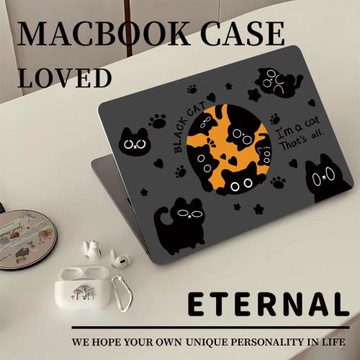 蘋果筆記本電腦MacBook保護殼適用2024年新MacBookAir14可愛黑貓電腦保護套Pro1613寸防摔電腦外殼電腦保護殼