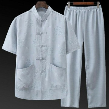 【巴黎精品】現貨+預購 新中式唐裝套裝中國風襯衫短袖上衣長褲休閒男裝-福龍男裝9色a1kr15