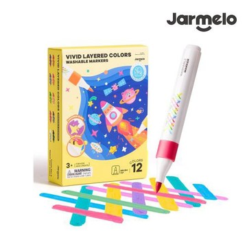 【JarMelo 原創美玩】層疊色彩可水洗彩色筆盒裝組(12色)