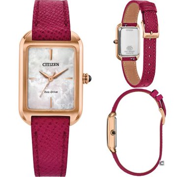 CITIZEN 星辰 LADYS 珍珠貝優雅方形腕錶-23.5mm EM1193-08D