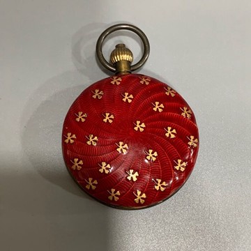 古玩雜項仿古懷表名表復古歐式宮廷掛表仿古紅色單開純銅機械懷表