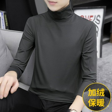 秋季新款陽離子波比絨長袖T恤 高領打底衫 潮流男裝 上衣 秋衣T衫