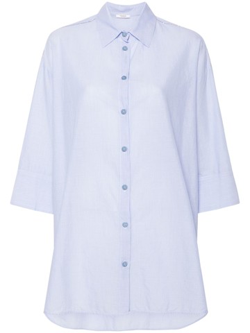 Peserico - striped cotton shirt - women - Cotton - 44 - Blue