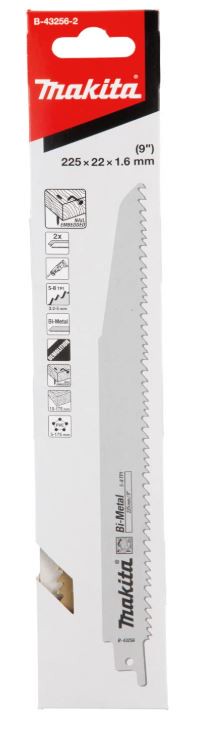 MAKITA 牧田 軍刀鋸片 B-43256 長度 9吋 225mm 5片 複合金屬 適用 金屬 嵌釘板 木材 密集板 瑞士製