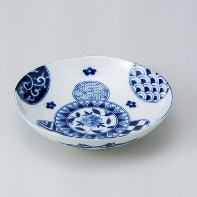 和食器 藍丸紋六兵浅鉢 中鉢 ボウル おうち ごはん うつわ 陶器 カフェ 日本製 おしゃれ 煮物 サラダ