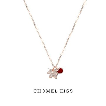 💛限時下殺💛chomel kiss愛心獨角獸項鏈女輕奢小衆高級設計感2025新款鎖骨鏈