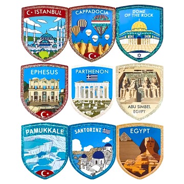 A-ONE 匯旺 金蔥 各國旅遊蒐集紀念地標靜電貼紙組 Set 9  6 x 7.5cm