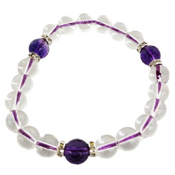 晶鑽開運白 + 紫水晶手鍊  18cm  白色 + 紫色