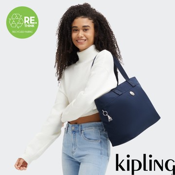 Kipling 經典藍大容量手提托特包-COLISSA UP