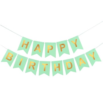 橫幅生日燕尾旗 HAPPY BIRTHDAY  薄荷綠  16.5 x 11.5cm