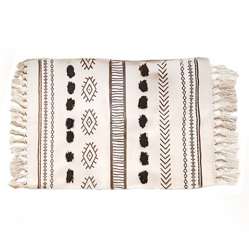 摩洛哥圓點立體地毯 +流蘇20cm 20%棉 80%聚酯纖維  黑色  60 x 90cm