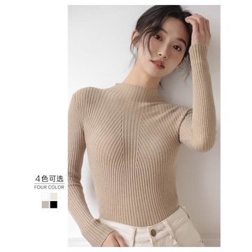 半高領毛衣女2025年秋冬新款修身中領打底長袖內搭套頭針織衫上衣