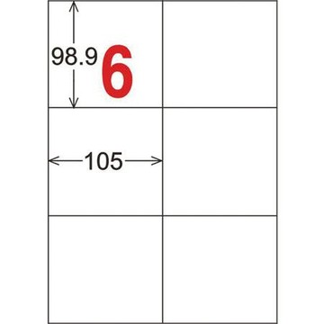 龍德三用列印電腦標籤/LD-808-W-A/白色/6格/105張/盒