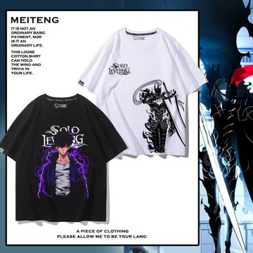 我獨自升級動漫周邊程肖宇暗影水篠旬短袖男女夏季百搭細選T恤衫