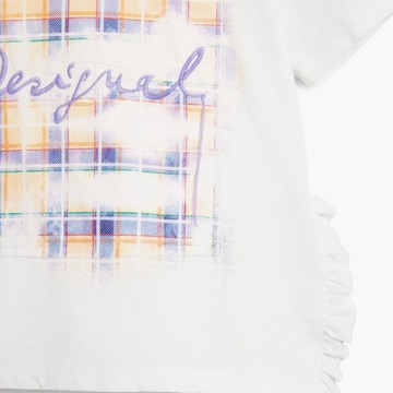 Desigual 格紋印刷雙邊開衩短袖T