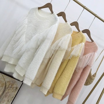 時尚女裝長袖圓領針織衫  L#121入