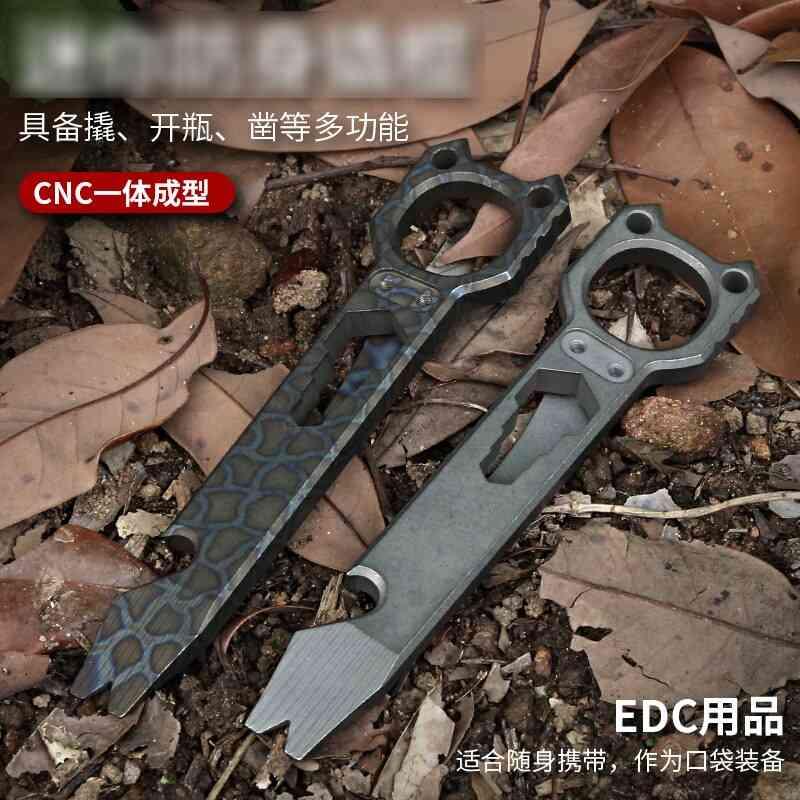 Edc-チタン合金ミニクローバーツール アウトドアサバイバルツール キャンプ 多機能栓抜き