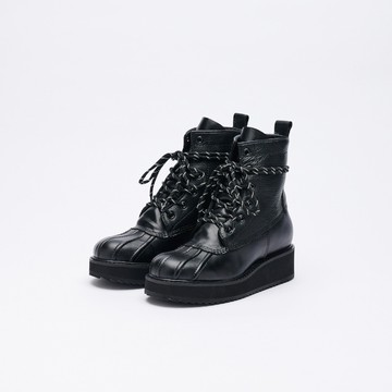 VATIC RUBEN BLACK 真皮獵鴨靴 黑色 增高厚底皮靴 - 41