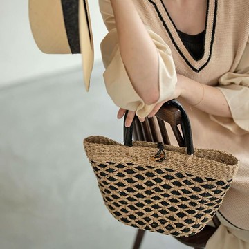 籐編包 Abaca 皮革把手 真皮 女士手提包 推薦 優雅 夏季