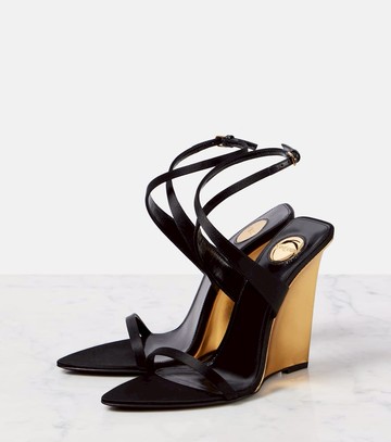 Saint Laurent Salomé 110 crêpe satin wedge sandals