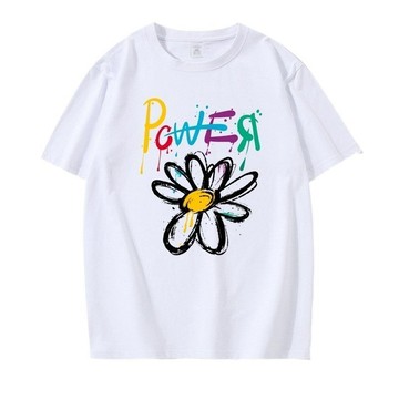 gd權志龍power新單曲同款 字母塗鴉雛菊t恤短袖男女情侶粉絲周邊潮