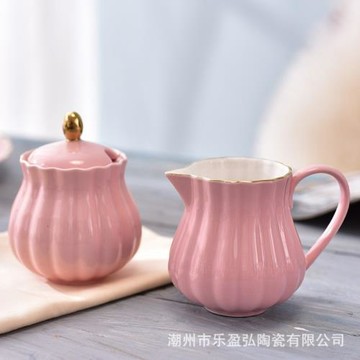 咖啡奶罐陶瓷創意ins歐式咖啡用具小糖罐兒帶蓋可愛家用奶壺糖盅