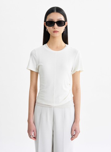 彈力收腰兩件式短袖上衣