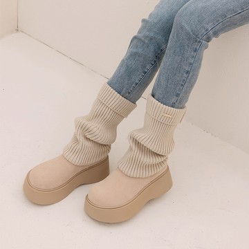 【初秋新品】HS 2WAY襪套厚底雪靴 卡其