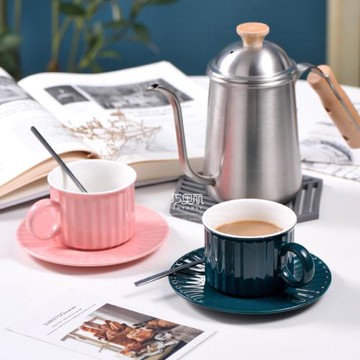 北歐INS陶瓷杯簡約色釉咖啡帶杯碟精美家用下午茶茶具牛奶杯批發