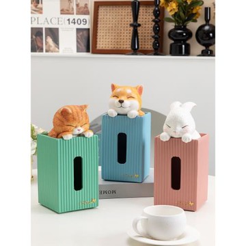 慧心巧聚貓咪抽紙盒家用簡約現代客廳茶幾餐桌輕奢創意可愛紙巾盒