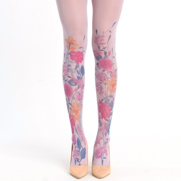 專為女性設計的復古風格花卉圖案褲襪