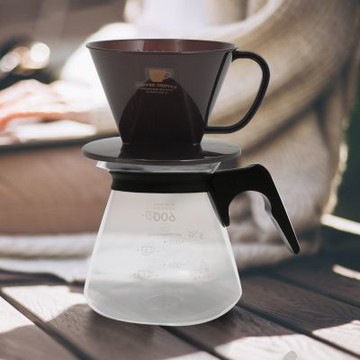 日本製NAKAYA扇形咖啡濾杯-2~4人X1入+咖啡壺-605mlX1入