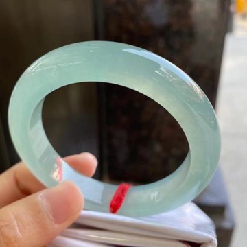 翡翠手鐲女冰種白月光水潤正圈圓鐲子高冰緬甸老坑翡翠玉手鐲女款