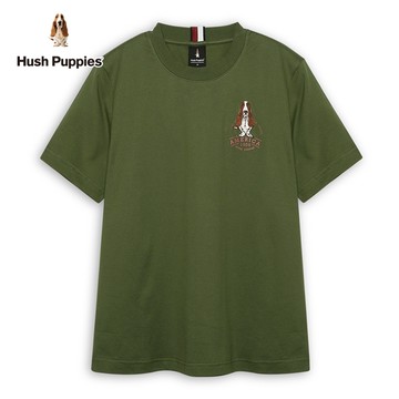 Hush Puppies T恤 男裝經典品牌配色印花刺繡狗合身短袖T恤