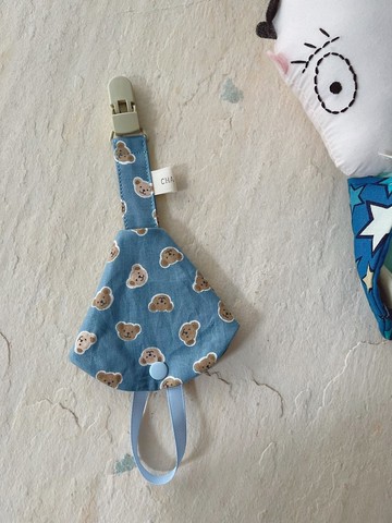 我最愛小熊     手工純棉奶嘴鏈+保護套組