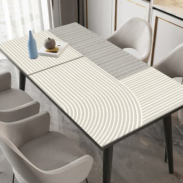 【三房兩廳】北歐風輕奢皮革防油防水桌墊 輕奢侘寂風 80x140cm