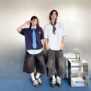 【PAGANS STORE】韓國  美式 倒裝 口袋 牛仔 顛倒 車線 設計 彎刀 七分 彎刀褲 牛仔褲 七分褲 短褲