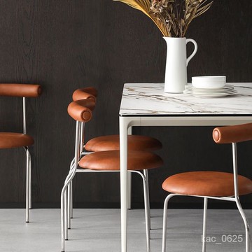 意大利中古不銹鋼餐椅傢用輕奢極簡靠背椅咖啡廳樣闆房設計師椅子 OM3C