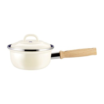 碳鋼琺瑯鍋 16公分 單柄鍋 白-德國製