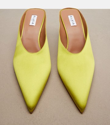 Alaïa Cube satin wedge mules