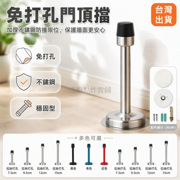 台灣出貨✨ 不鏽鋼門頂擋 免打孔門後防撞器 門碰限位器 加厚門擋固定 阻門器 7.5cm 9.5cm 12cm