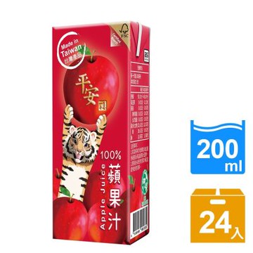 生活 平安100%蘋果汁200ml(24入)