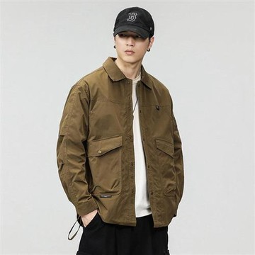 【米蘭精品】工裝外套休閒夾克-個性翻領衝鋒衣男外套4色74iz4