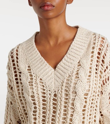 Brunello Cucinelli Open-knit jute and cotton-blend sweater