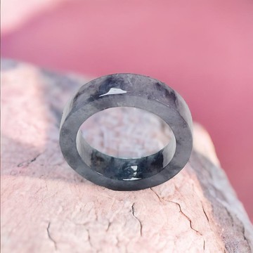 冰烏雞翡翠角戒戒指戒圈 | 國際15圍 | 天然緬甸玉翡翠A貨 | 送禮