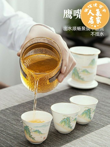 茶壺 泡茶器具 旅行茶具套裝千里江山戶外旅游便攜式茶杯泡茶喝茶裝備隨行快客杯