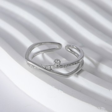 [925純銀]織夢流光點鑽戒指【SL973】-銀