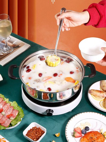 不銹鋼加厚湯鍋具電磁爐蒸煮專用火鍋盆家用燒水煮小煮鍋燃氣蒸鍋