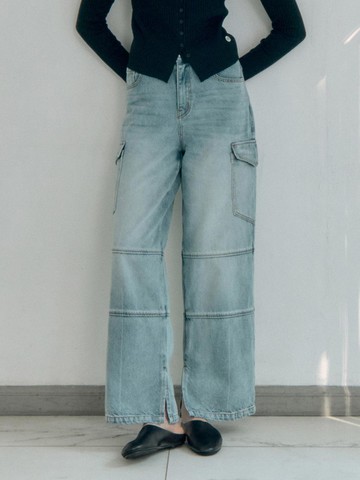 Semi-Loose Double Stitched Out Pocket Denim Pants (JZDP021A)