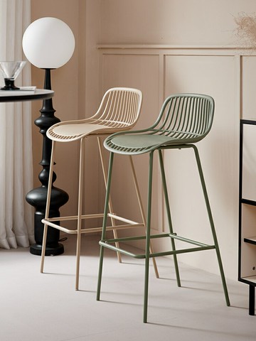 家用餐椅 北歐簡約吧臺椅家用高腳椅奶茶店吧凳鐵藝前臺椅戶外輕奢高凳椅子
